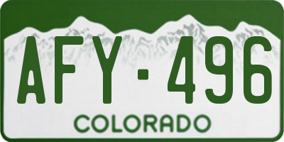 CO license plate AFY496