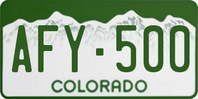 CO license plate AFY500
