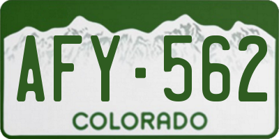 CO license plate AFY562