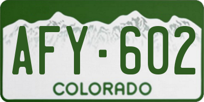 CO license plate AFY602
