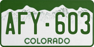 CO license plate AFY603