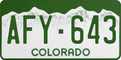 CO license plate AFY643