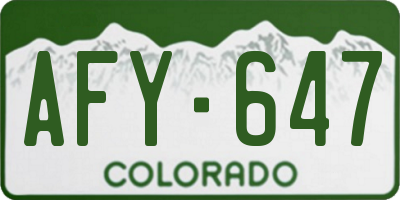 CO license plate AFY647