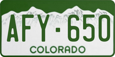 CO license plate AFY650