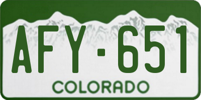 CO license plate AFY651