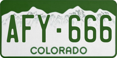 CO license plate AFY666