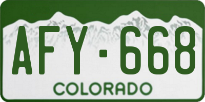 CO license plate AFY668