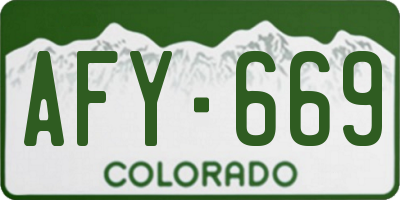 CO license plate AFY669
