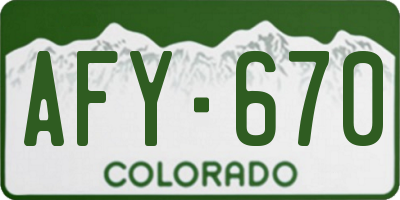 CO license plate AFY670