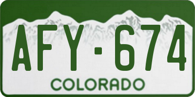 CO license plate AFY674