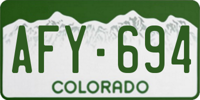 CO license plate AFY694