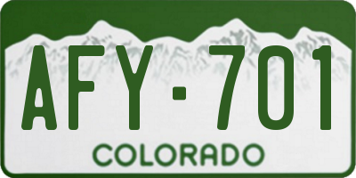 CO license plate AFY701
