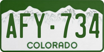 CO license plate AFY734