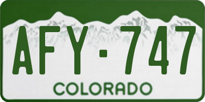 CO license plate AFY747