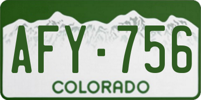 CO license plate AFY756