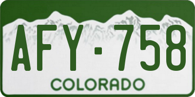 CO license plate AFY758