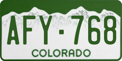 CO license plate AFY768