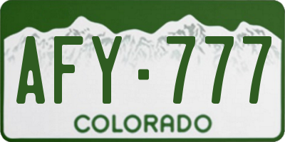 CO license plate AFY777