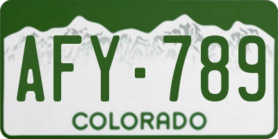 CO license plate AFY789