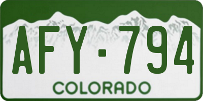CO license plate AFY794