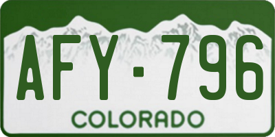 CO license plate AFY796