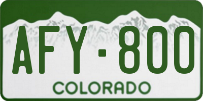 CO license plate AFY800
