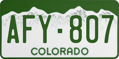 CO license plate AFY807