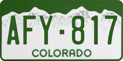 CO license plate AFY817