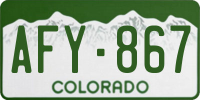 CO license plate AFY867