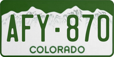 CO license plate AFY870