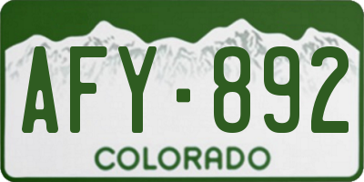CO license plate AFY892
