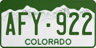 CO license plate AFY922