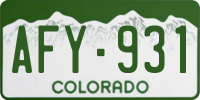 CO license plate AFY931