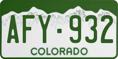 CO license plate AFY932