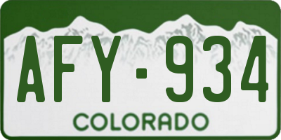 CO license plate AFY934