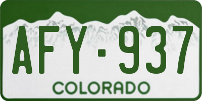 CO license plate AFY937