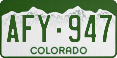 CO license plate AFY947