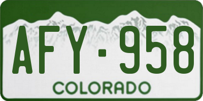 CO license plate AFY958