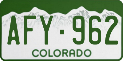 CO license plate AFY962