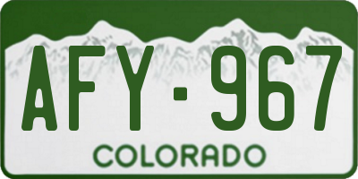 CO license plate AFY967