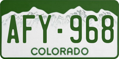 CO license plate AFY968