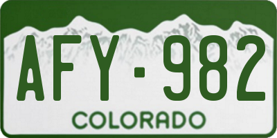CO license plate AFY982