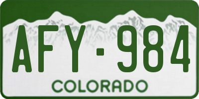 CO license plate AFY984