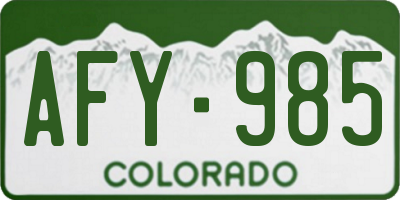 CO license plate AFY985