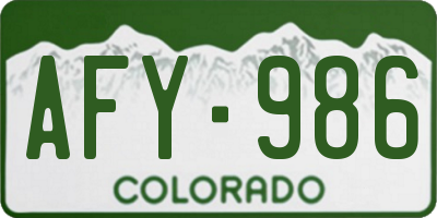 CO license plate AFY986