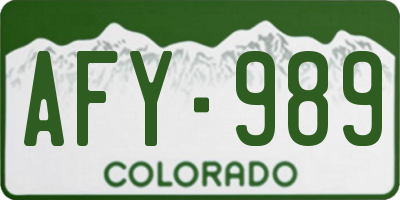 CO license plate AFY989