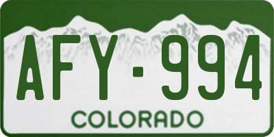 CO license plate AFY994
