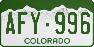CO license plate AFY996
