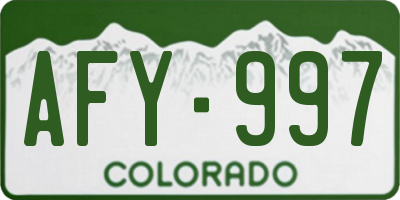 CO license plate AFY997