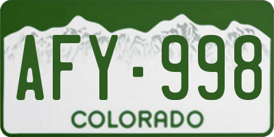 CO license plate AFY998